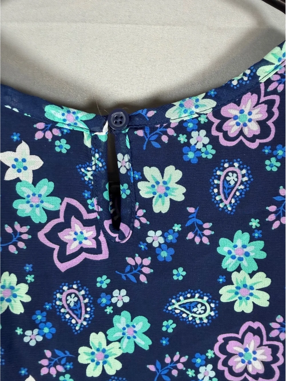 Wonder Nation Girls' Navy Blue Floral and Paisley Print Sleeveless Dress, Size M